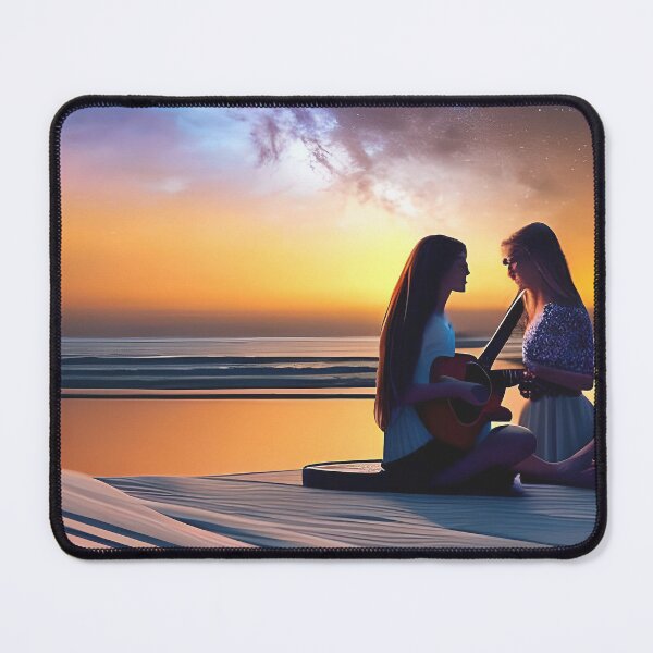 Item preview, Dos cantantes con guitarra bajo un cielo estrellado junto al mar. designed and sold by Chancedazur.