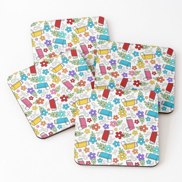 Item preview, Asthma Inhalers and Grey Awareness Ribbons Colorful Floral designed and sold by KrisInStitches.