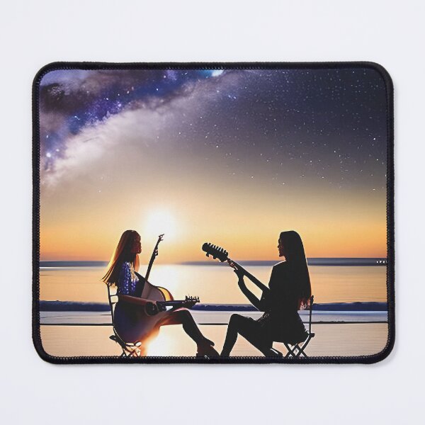 Item preview, Dos cantantes con guitarra bajo un cielo estrellado junto al mar. designed and sold by Chancedazur.