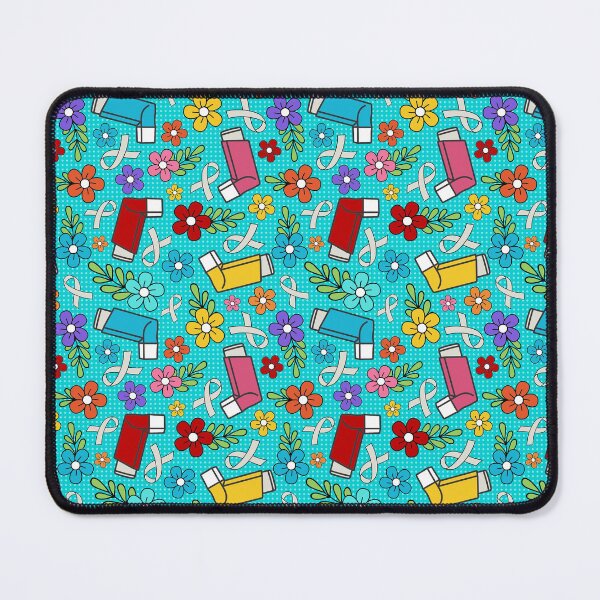 Item preview, Asthma Inhalers and Grey Awareness Ribbons Colorful Floral designed and sold by KrisInStitches.
