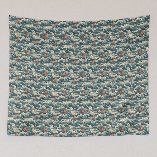 Item preview, Blue Stormy Ship Wallpaper designed and sold by MinimalistsMind.