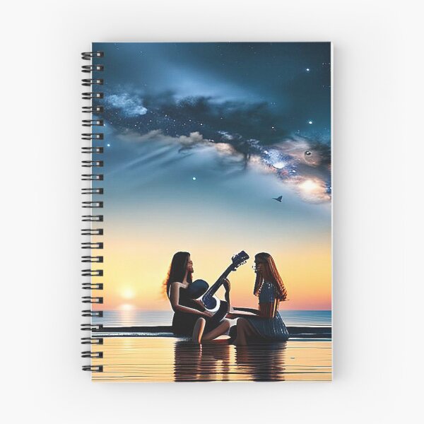 Item preview, Dos cantantes con guitarra bajo un cielo estrellado junto al mar. designed and sold by Chancedazur.