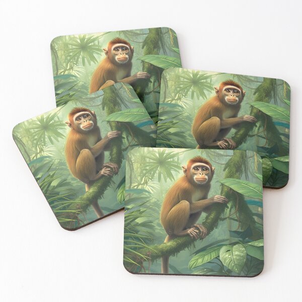Item preview, A Playful Monkey Climbs Through the Lush Greenery designed and sold by JoyfulJourney23.