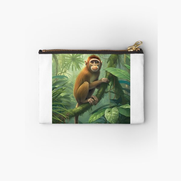 Item preview, A Playful Monkey Climbs Through the Lush Greenery designed and sold by JoyfulJourney23.