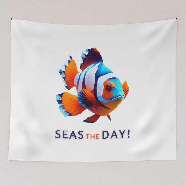 Item preview, Get in the Beachy Mood with this Fun Clown Fish Design Featuring 'Seas the Day' designed and sold by FiveIntentions.