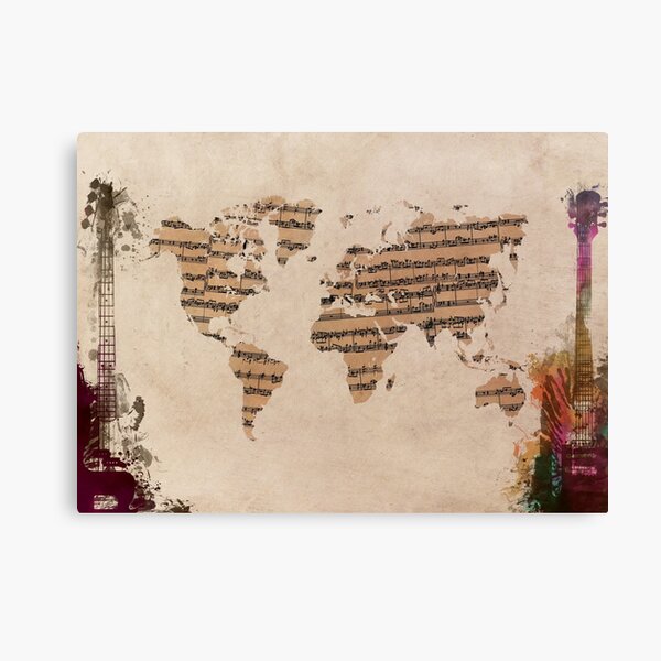 Music world map #map #worldmap Canvas Print
