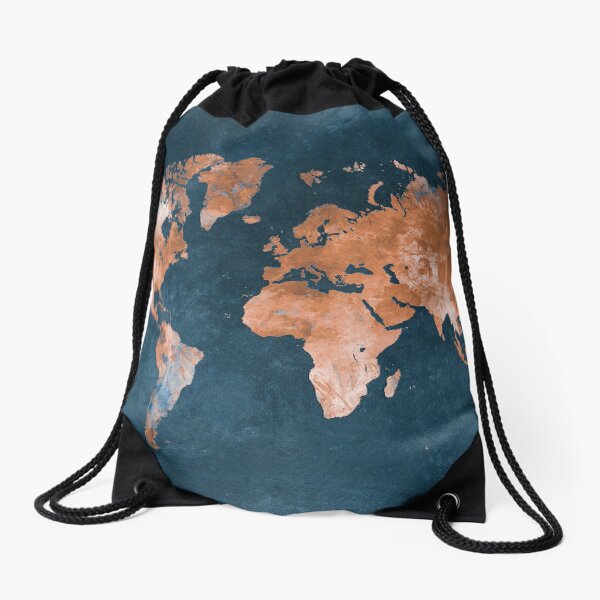 world map 15 #map #worldmap Drawstring Bag