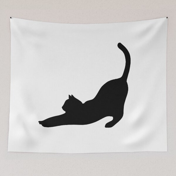 Item preview, Silhouette of cat stretching. designed and sold by Nyctophiles.