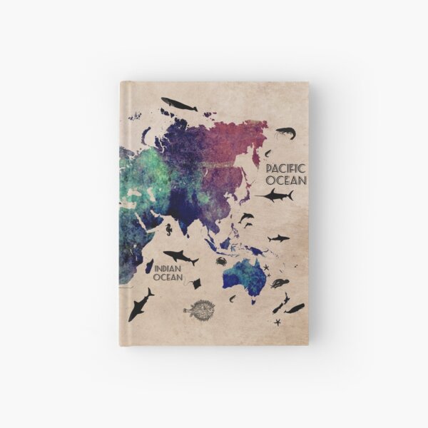 World Map Oceans #map #worldmap Hardcover Journal