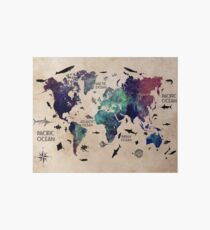 World Map Oceans Art Board
