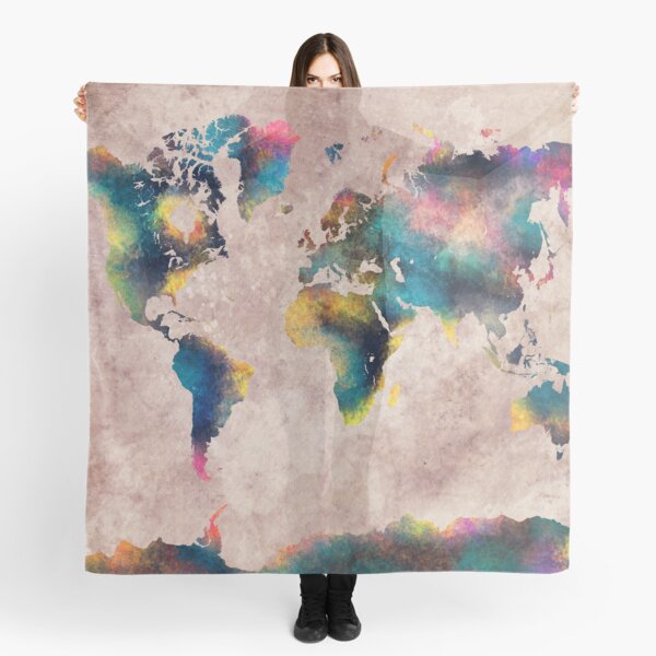 Fanciful Old World Map Earthtones Scarf