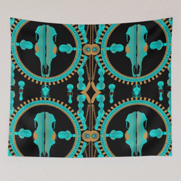 Item preview, Turquoise Buffalo Skull Weaving Design designed and sold by Okay-Corral.