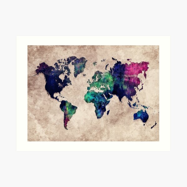 World map watercolor 1 Art Print