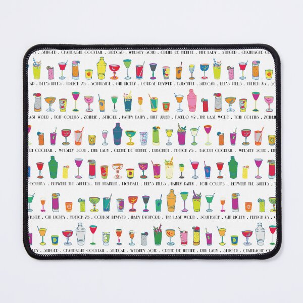 Item preview, Line em Up! - Prohibition Cocktails pattern on white by Cecca Designs designed and sold by Cecca-Designs.