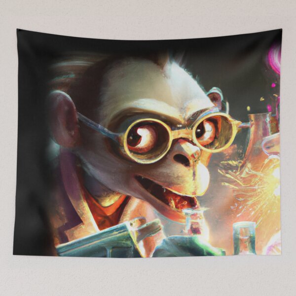 Item preview, Mad monkey scientist experimenting designed and sold by Perryfranken.
