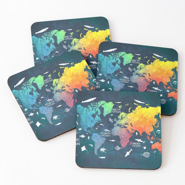 Item preview, Oceans Life World Map colored designed and sold by JBJart.