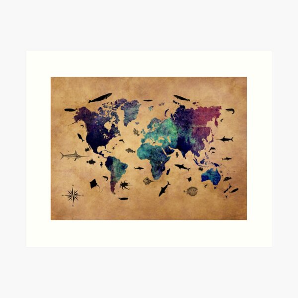 Vista previa del artículo con la obra «Mapa del atlas mundial», diseñado y vendido por JBJart.