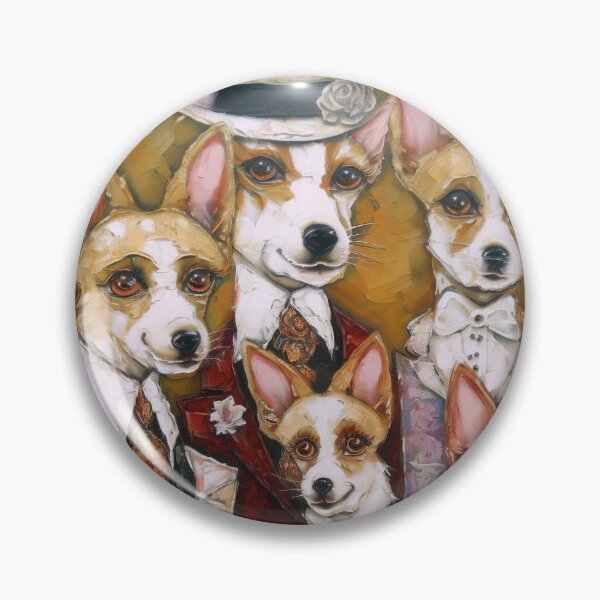 Artikelvorschau, Canine Elegance: Neoimpressionistische Karikatur einer formellen Hundefamilie entworfen und verkauft von Toph Moses.