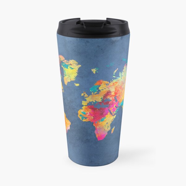 blue world map #map #worldmap Travel Mug