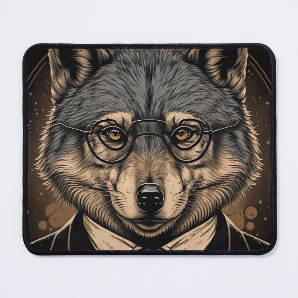 Item preview, Handsome Wolf portrait with Glasses designed and sold by KoolArtDistrict.