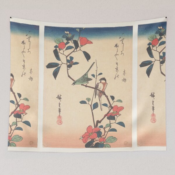 Item preview, Utagawa Hiroshige (1838) Swallows and Kingfisher with Rose Mallows designed and sold by TeeARTHY.