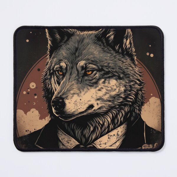Item preview, Handsome Wolf portrait wearing a suit designed and sold by KoolArtDistrict.
