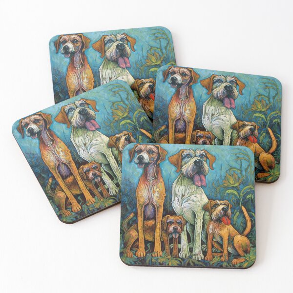 Item preview, Garden Paws: A Whimsical Caricature of a Dog Family in a Blooming Garden designed and sold by Toph Moses.