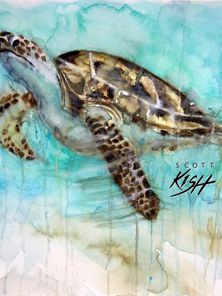 Disover Sea Turtle Watercolor by Scott Kish Leggings
