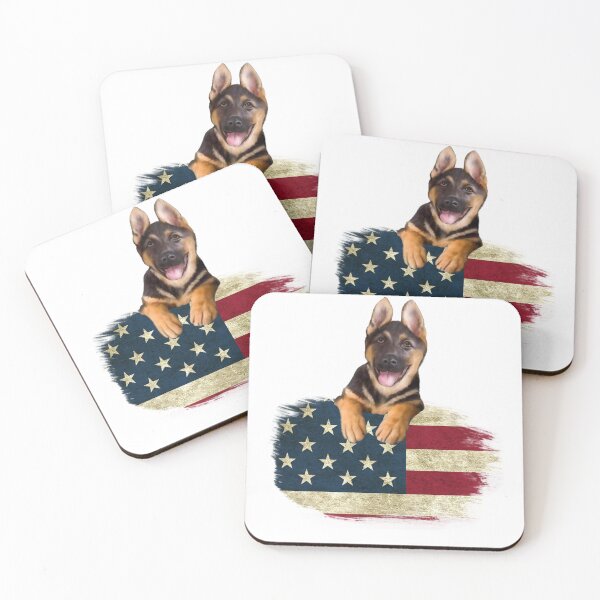 Item preview, German Shepard with American flag designed and sold by Janetlousart.