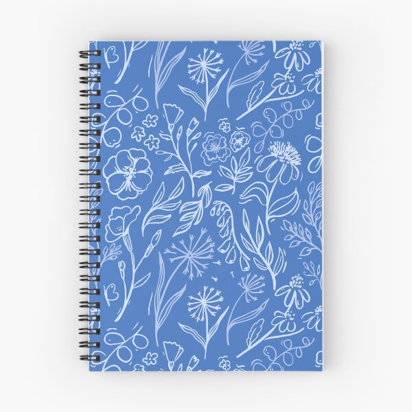 Item preview, White Brush Line Large Flowers on blue designed and sold by Anna Kutukova.