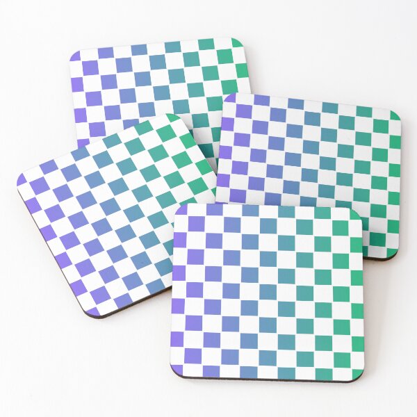 Item preview, Colourful Checkered Grid Pattern Blue Green designed and sold by superbling.