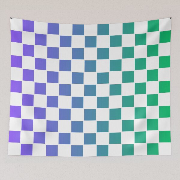 Item preview, Colourful Checkered Grid Pattern Blue Green designed and sold by superbling.