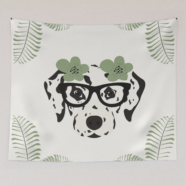 Item preview, Dalmatian Dog Head With Glasses, Boho Flower and Plant designed and sold by SeasonalDogs.