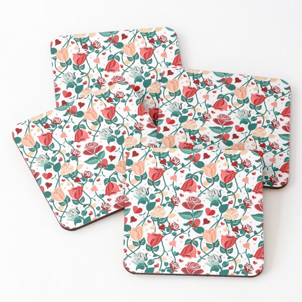 Item preview, Cute Mix Colours Rose Flowers with Green Leaves White Pattern designed and sold by Moyanana.