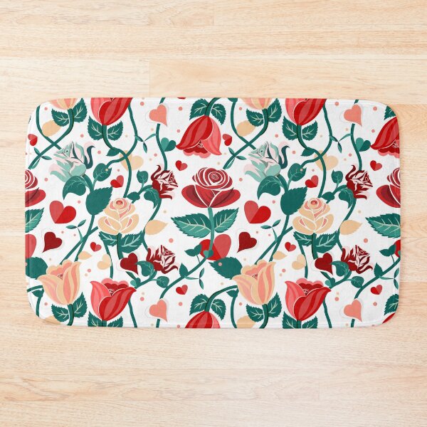 Item preview, Cute Mix Colours Rose Flowers with Green Leaves White Pattern designed and sold by Moyanana.