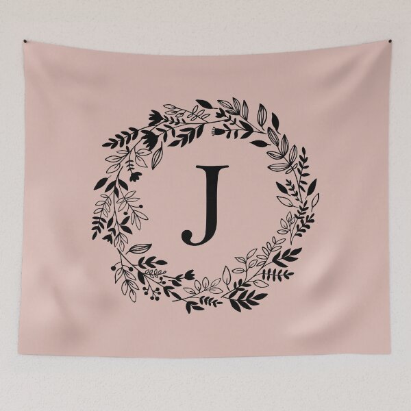 Item preview, Letter J with Floral Wreath - Initial J - Monogram Art designed and sold by thelustrous.