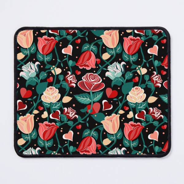 Item preview, Cute Mix Colours Rose Flowers with Green Leaves Black Pattern designed and sold by Moyanana.