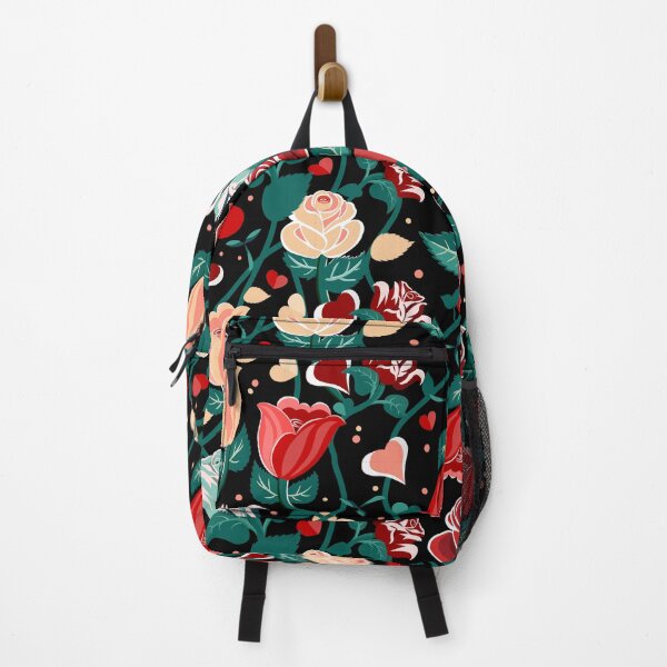 Item preview, Cute Mix Colours Rose Flowers with Green Leaves Black Pattern designed and sold by Moyanana.