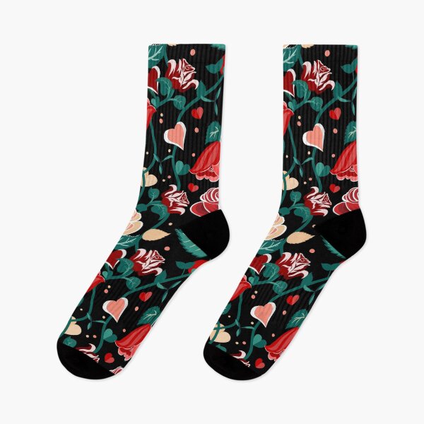 Item preview, Cute Mix Colours Rose Flowers with Green Leaves Black Pattern designed and sold by Moyanana.