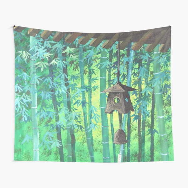 Aperçu de l'œuvre Carillons éoliens de jardin japonais Zen de méditation d'été en bambou créée et vendue par LEILA ART SPACE.