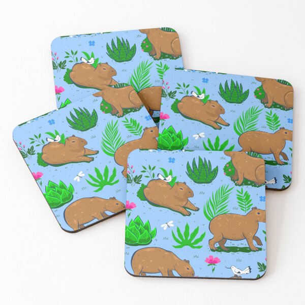 Item preview, cute capybara cactus bird blue designed and sold by Gossip Rag.