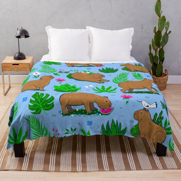 Item preview, cute capybara cactus bird blue designed and sold by Gossip Rag.