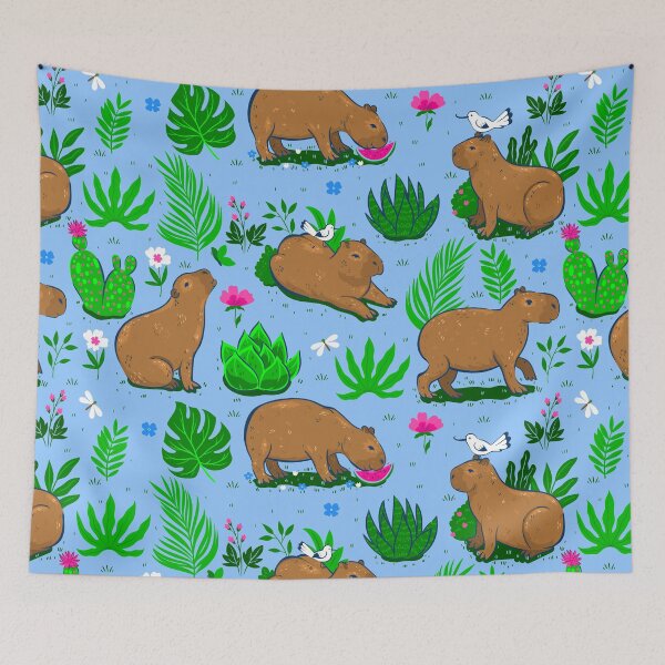 Aperçu de l'œuvre mignon capybara cactus oiseau bleu créée et vendue par Gossip Rag.