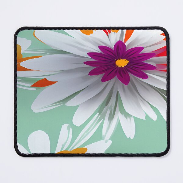 Item preview, White and Violet Purples with Orange Florets with Mint Green Background designed and sold by deniselynnimage.