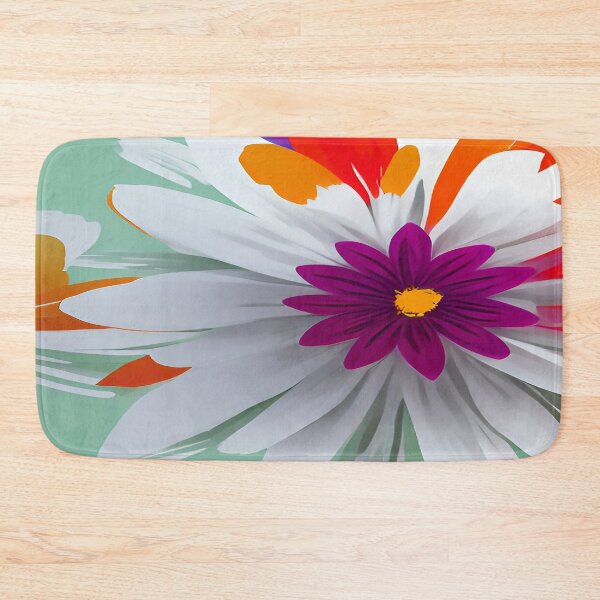 Item preview, White and Violet Purples with Orange Florets with Mint Green Background designed and sold by deniselynnimage.