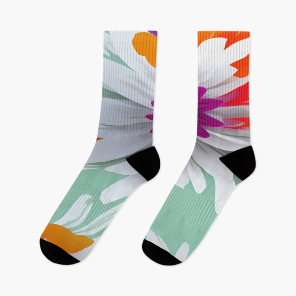 Item preview, White and Violet Purples with Orange Florets with Mint Green Background designed and sold by deniselynnimage.
