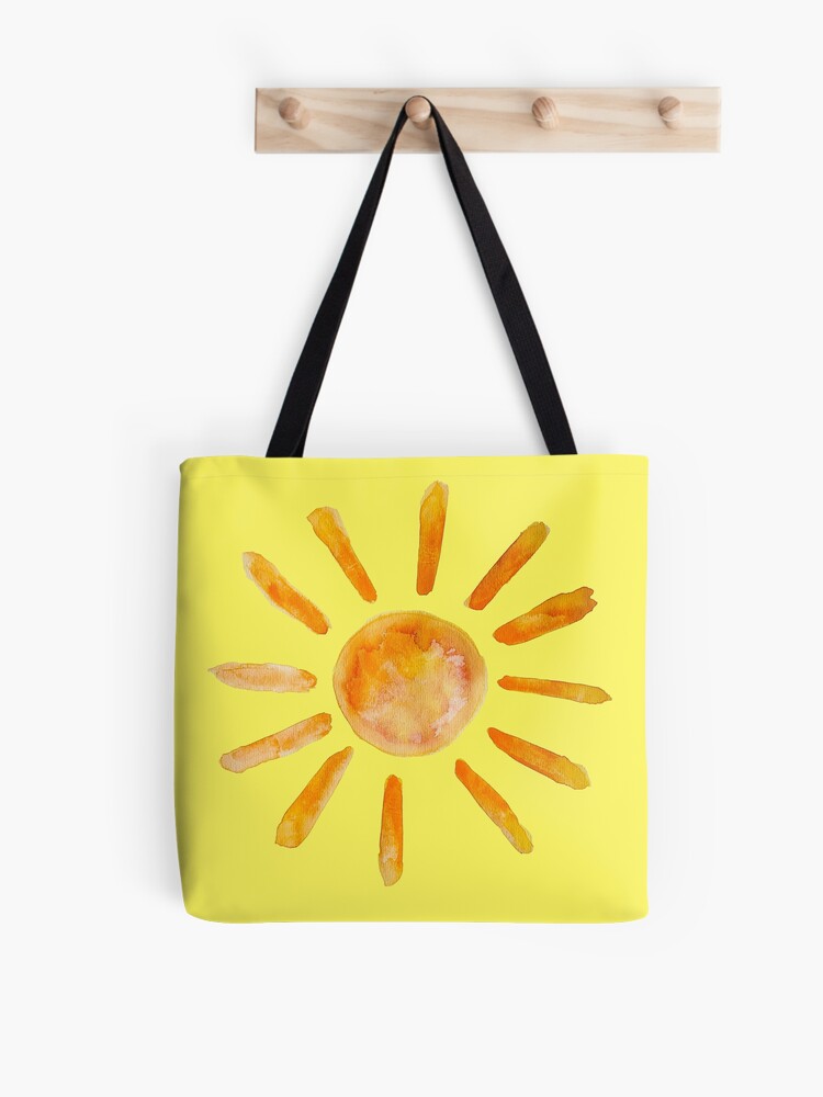 Thumbnail 1 of 2, Tote Bag, Watercolor Happy Sun designed and sold by heartsake.