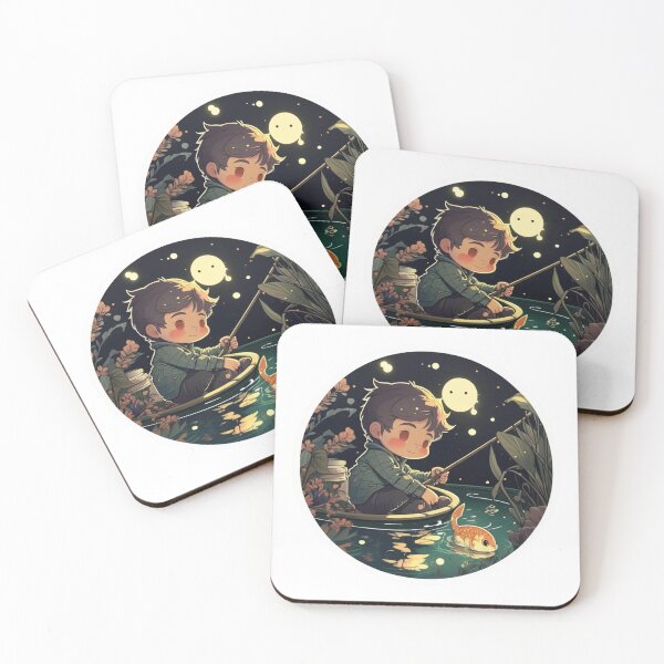 Item preview, Anime boy goes fishing under the moonlight designed and sold by FlemmyFlem.