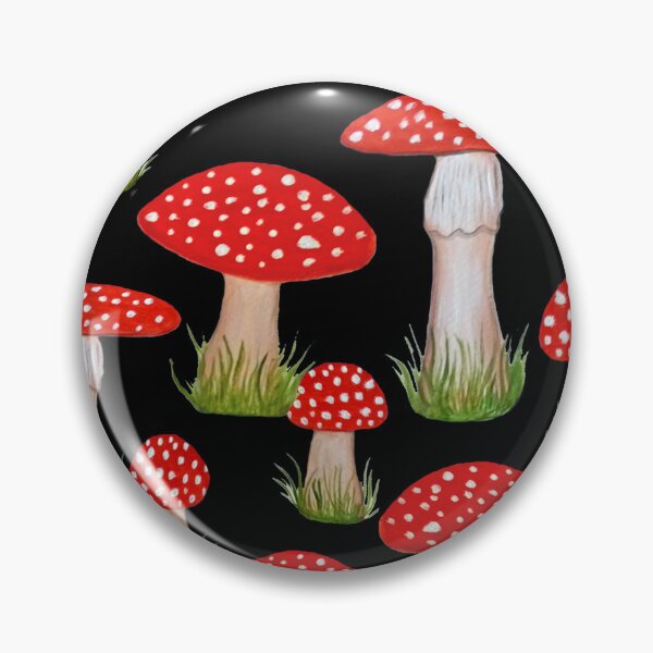 Item preview, Red mushrooms on black designed and sold by MagentaRose.