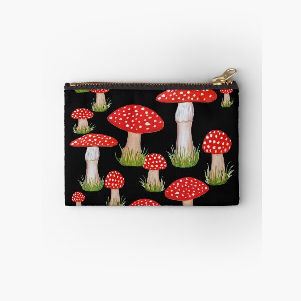 Item preview, Red mushrooms on black designed and sold by MagentaRose.